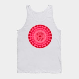 Bright Red Hearts in Kaleidoscope Mandala Round Style Tank Top